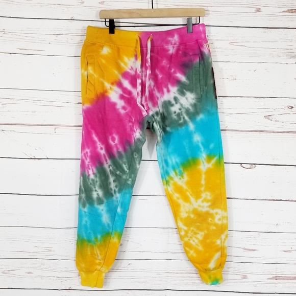 Le Detresse | Strawberry Fields Colorful Tie Dye Jogger Sweatpants NEW - Picture 2 of 8